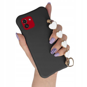 Etui Mat Czarne Łańcuszek Serce do SAMSUNG A03