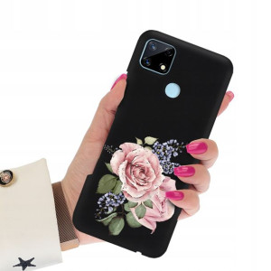 Etui Mat CZARNY do REALME 7i RMX2193 Wiosna Wzory
