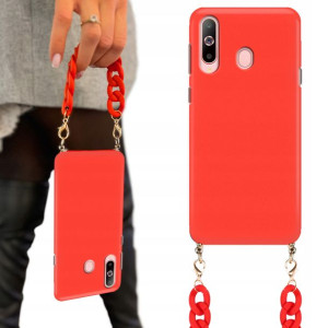 Etui Mat Czerwone Łańcuszek BLINK do SAMSUNG A60