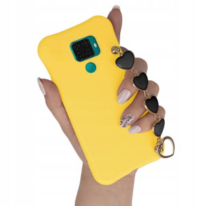 Etui Mat ŻÓŁTY do HUAWEI NOVA 5i PRO Łańcuszek