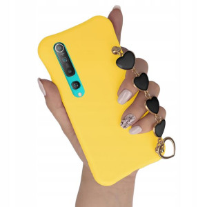 Etui Mat ŻÓŁTY do XIAOMI MI 10 5G Łańcuszek Serce