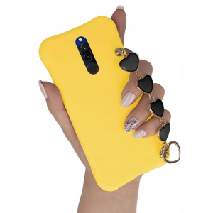 Etui Mat ŻÓŁTY do XIAOMI REDMI 8 Łańcuszek Serce