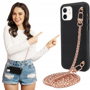 Etui Matowe BLINK Czarny do IPHONE 12 Łańcuszek