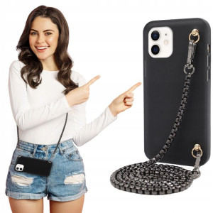 Etui Matowe BLINK Czarny do IPHONE 12 Łańcuszek