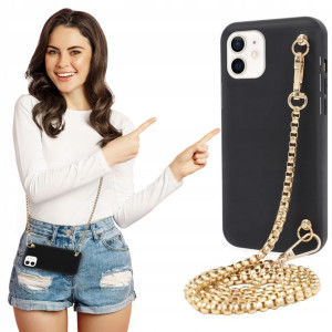 Etui Matowe BLINK Czarny do IPHONE 12 Łańcuszek