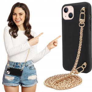 Etui MATOWE BLINK Czarny do IPHONE 13 Łańcuszek