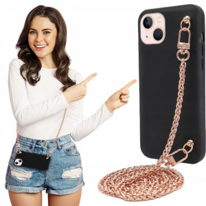 Etui Matowe BLINK Czarny do IPHONE 13 Łańcuszek
