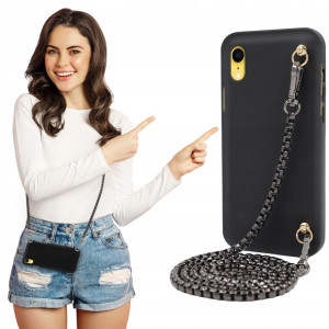 Etui Matowe BLINK Czarny do IPHONE XR Łańcuszek