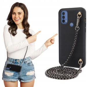 Etui Matowe BLINK Czarny do MOTOROLA E30 Łańcuszek