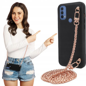 Etui Matowe BLINK Czarny do MOTOROLA E40 Łańcuszek