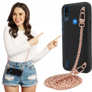 Etui Matowe BLINK Czarny do MOTOROLA E7i Łańcuszek