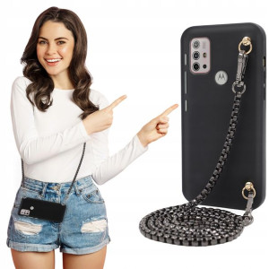 Etui Matowe BLINK Czarny do MOTOROLA G10 Łańcuszek
