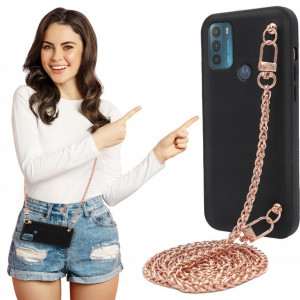 Etui Matowe BLINK Czarny do MOTOROLA G50 Łańcuszek