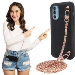 Etui Matowe BLINK Czarny do MOTOROLA G82 Łańcuszek
