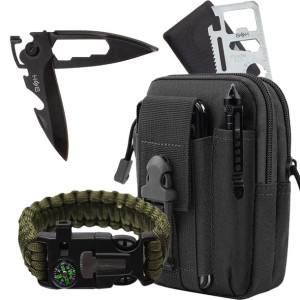 Zestaw Survivalowy - Saszetka + Nóż składany + Bransoletka + Multitool