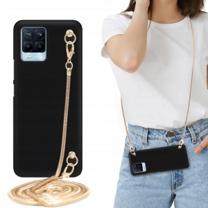 Etui MATOWE BLINK Czarny do REALME 8 PRO Łańcuszek