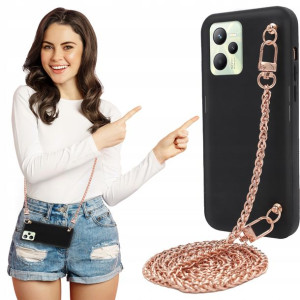 Etui Matowe BLINK Czarny do REALME C35 Łańcuszek