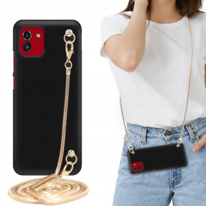 Etui MATOWE BLINK Czarny do SAMSUNG A03 Łańcuszek