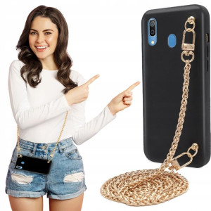 Etui MATOWE BLINK Czarny do SAMSUNG A30 Łańcuszek