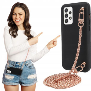 Etui Matowe BLINK Czarny do SAMSUNG A52 Łańcuszek