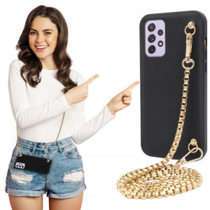 Etui Matowe BLINK Czarny do SAMSUNG A72 Łańcuszek