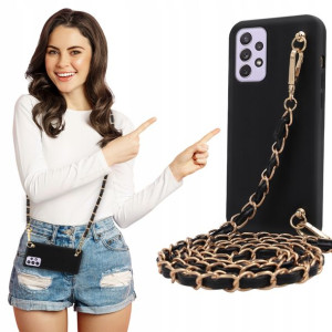 Etui Matowe BLINK Czarny do SAMSUNG A72 Łańcuszek