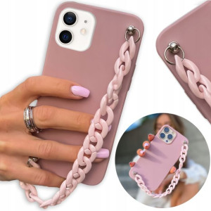 Etui Matowe Ciemny Róż do IPHONE 12 PRO Łańcuch