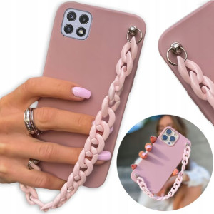 Etui Matowe Ciemny Róż do SAMSUNG A22 5G Łańcuch