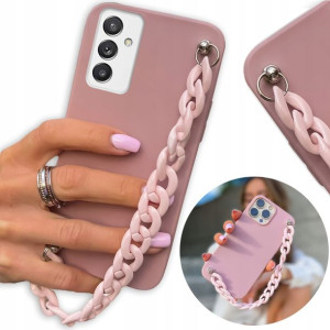 Etui Matowe Ciemny Róż do SAMSUNG A82 5G Łańcuch