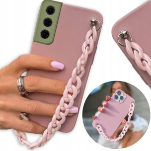 Etui Matowe Ciemny Róż do SAMSUNG S21FE Łańcuch