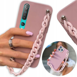 Etui Matowe Ciemny Róż do XIAOMI Mi 10 Łańcuszek
