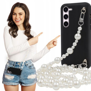 Etui Matowe Czarne BLINK Do SAMSUNG S23 + Perły