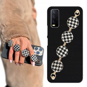 Etui Matowe Czarne BLINK do VIVO Y20i W Pepitkę