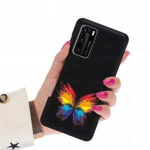 Etui Matowe Czarne do HUAWEI P40 5G Subtelne Wzory