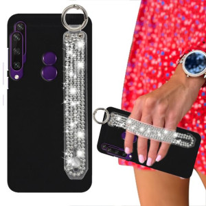 Etui Matowe Czarne do HUAWEI Y6P Pasek Cyrkonie