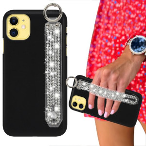 Etui Matowe Czarne do IPHONE 11 Pasek Cyrkonie Top