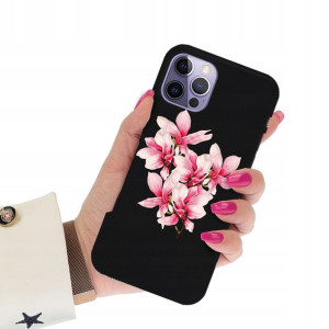 Etui Matowe Czarne do IPHONE 14 PRO Wiosenne Wzory