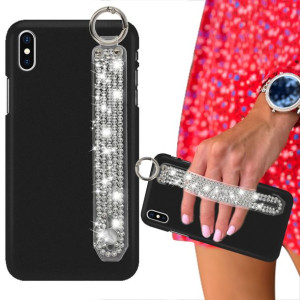Etui Matowe Czarne do IPHONE X/ XS Pasek Cyrkonie