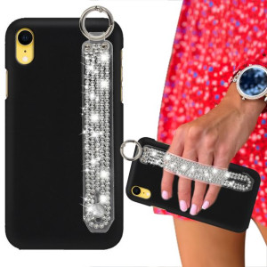 Etui Matowe Czarne do IPHONE XR Pasek Cyrkonie Top