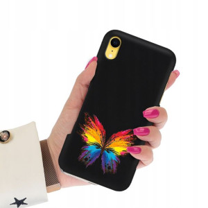 Etui Matowe Czarne do IPHONE XR Subtelne Top Wzory