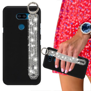Etui Matowe Czarne do LG K40s Pasek Cyrkonie Top