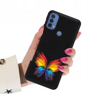 Etui Matowe Czarne do MOTOROLA E30 Subtelne Wzory