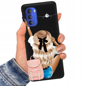 Etui Matowe Czarne do MOTOROLA G51 5G Serial Wzory