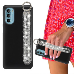 Etui Matowe Czarne do MOTOROLA G52 Pasek Cyrkonie