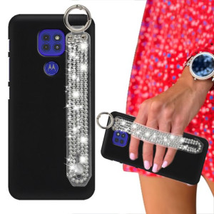 Etui Matowe Czarne do MOTOROLA G9 Pasek Cyrkonie