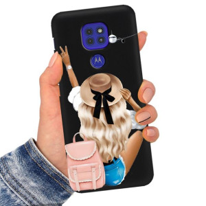 Etui Matowe Czarne do MOTOROLA G9 Serialowe Wzory