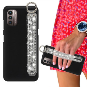 Etui Matowe Czarne do NOKIA G11 4G Pasek Cyrkonie
