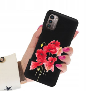Etui Matowe Czarne do NOKIA G11 4G Wiosna Wzory