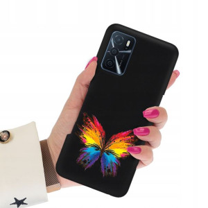 Etui Matowe Czarne do OPPO A16 Subtelne Top Wzory