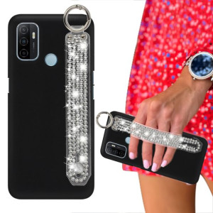 Etui Matowe Czarne do OPPO A53 2020 Pasek Cyrkonie